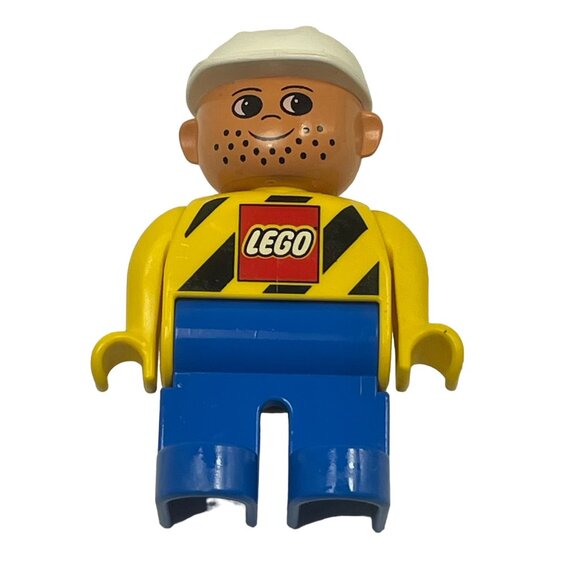 Duplo LEGO Construction Man Worker Figure Vintage - Picture 1 of 6
